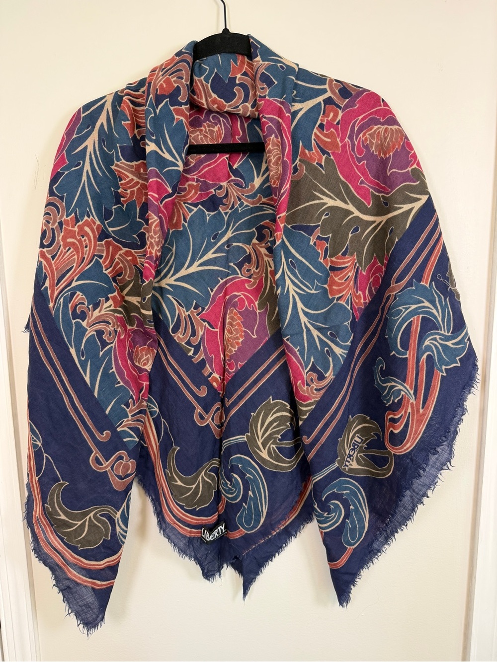 1970s 100% Wool Liberty of London Vintage Floral Paisley XL Scarf England